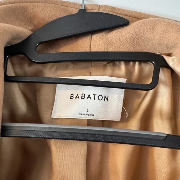Babaton Camel Wrap-Front Wool Trench Coat - Picture 3 of 6